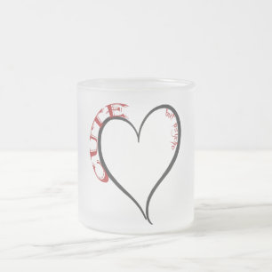 Taza De Cristal Esmerilado Fuente roja de corazón negro curo pero psicópata