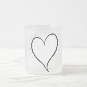 Taza De Cristal Esmerilado Fuente rosa de corazón negro curo pero psicópata
