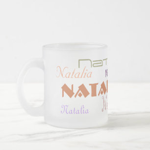Taza De Cristal Esmerilado Fuentes frescas su nombre personalizado