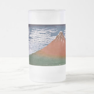 Taza De Cristal Esmerilado Fuji Rojo, El Volcán Aka Fujiyama Katsushika Hokus