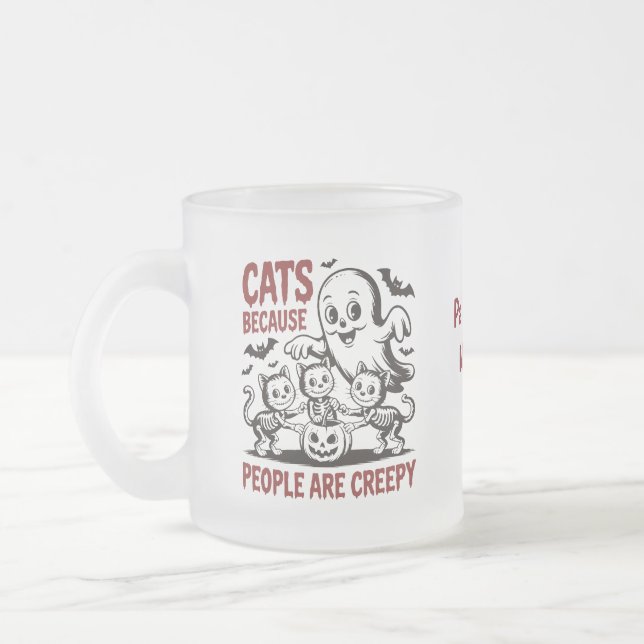 Taza De Cristal Esmerilado Fun Personalizado Halloween Cat (Izquierda)