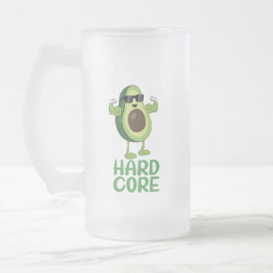 Taza De Cristal Esmerilado Funny aguacate severo muscular
