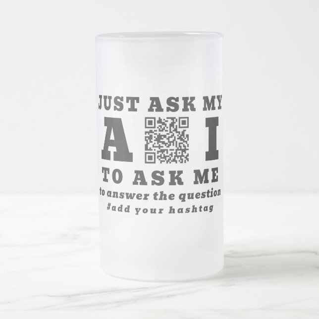 Taza De Cristal Esmerilado Funny AI Tech Specialist – Personalized QR Code (Centro)