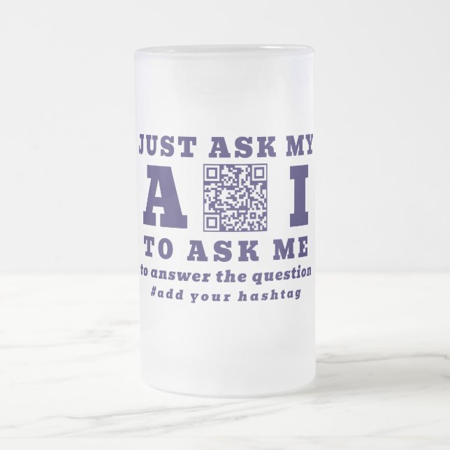 Taza De Cristal Esmerilado Funny AI Tech Specialist Personalized QR Code Blue (Centro)