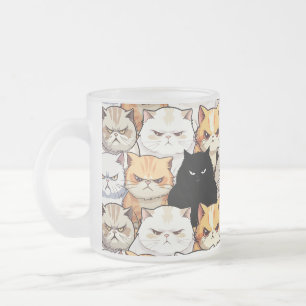 Taza De Cristal Esmerilado Funny Colorous Moody Meow Gats Kitten Patrón masco