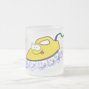 Taza De Cristal Esmerilado Funny ilustracion de lavandería de hierro personal