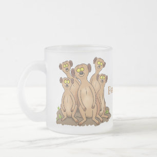 Taza De Cristal Esmerilado Funny meerkat ilustracion personalizado familiar