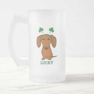 Taza De Cristal Esmerilado Funny Saint Patrick's Day Dog Shamrock Personaliza