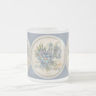 Taza De Cristal Esmerilado G Creación Oficina Flor azul