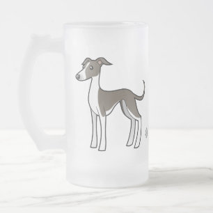 Taza De Cristal Esmerilado Galgo del dibujo animado/Whippet/galgo italiano