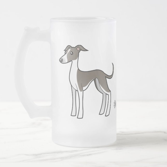 Taza De Cristal Esmerilado Galgo del dibujo animado/Whippet/galgo italiano (Izquierda)