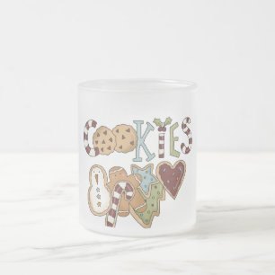 Taza De Cristal Esmerilado Galletas para las camisetas y los regalos de Santa
