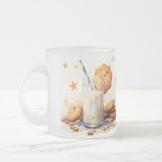 Taza De Cristal Esmerilado Galletas y leche (Izquierda)