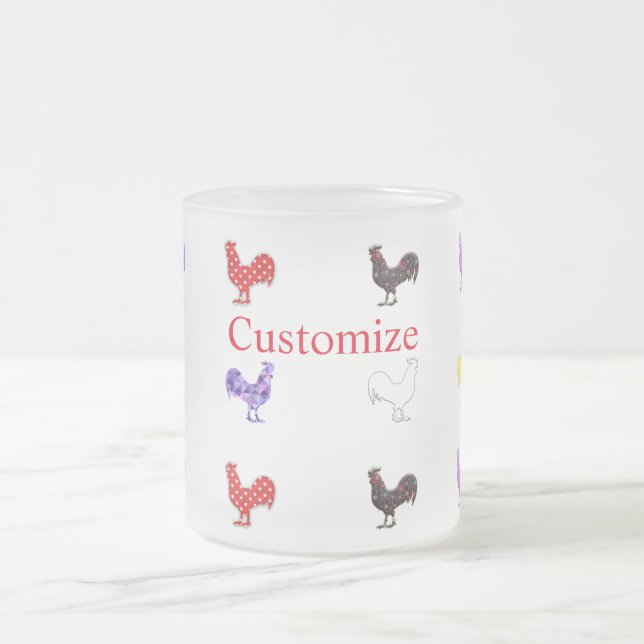 Taza De Cristal Esmerilado Gallinas Pollo Thunder_Cove (Centro)