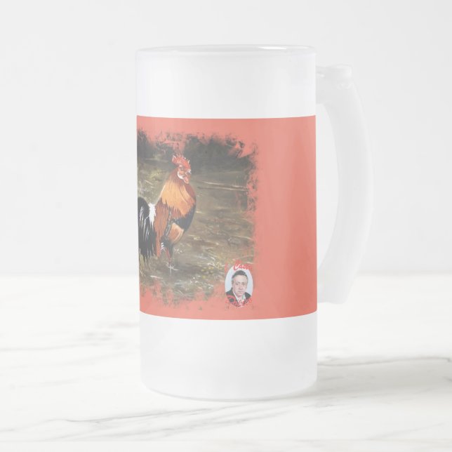 Taza De Cristal Esmerilado Gallo (Anverso derecho)