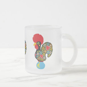 Taza De Cristal Esmerilado Gallo famoso de Barcelos Nr 06