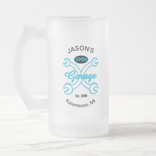 Taza De Cristal Esmerilado Garage Wrenches Drinkware (Izquierda)