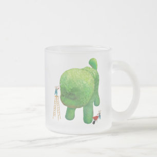 Taza De Cristal Esmerilado Gardeneradores de gatos y Bush de animales verdes