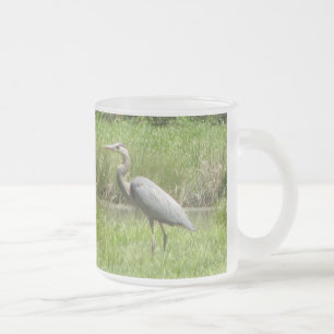 Taza De Cristal Esmerilado Garza de gran azul