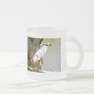 Taza De Cristal Esmerilado Garza nocturna de corona amarilla