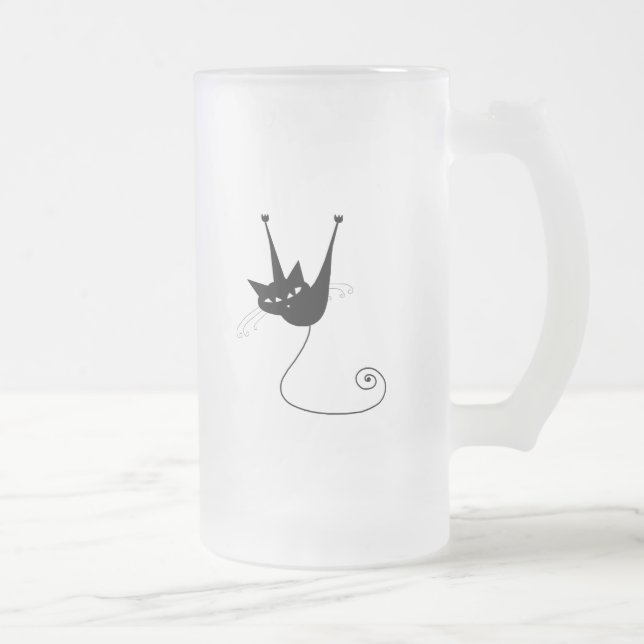 Taza De Cristal Esmerilado Gatito banal negro 1 (Derecha)
