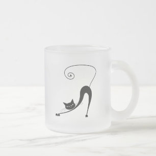Taza De Cristal Esmerilado Gatito banal negro 2