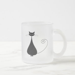 Taza De Cristal Esmerilado Gatito banal negro 4