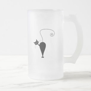 Taza De Cristal Esmerilado Gatito banal negro 5