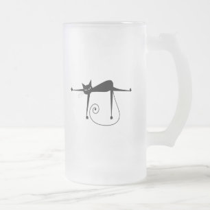 Taza De Cristal Esmerilado Gatito banal negro 8
