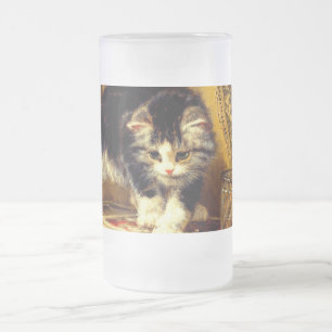 Taza De Cristal Esmerilado Gatito con pintura y brochas