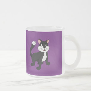 Taza De Cristal Esmerilado Gatito de dibujos animados lindo