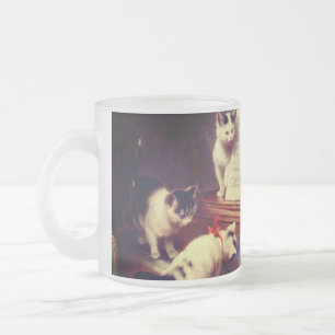 Taza De Cristal Esmerilado Gatitos y piano