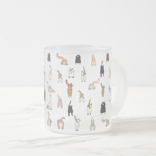 Taza De Cristal Esmerilado Gato Butts, Gente Loca, Gato Gatito Gatito, Gato F (Anverso derecho)