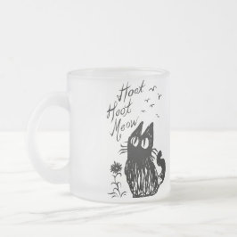 Taza De Cristal Esmerilado Gato del búho (negro)