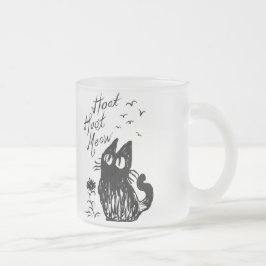 Taza De Cristal Esmerilado Gato del búho (negro)