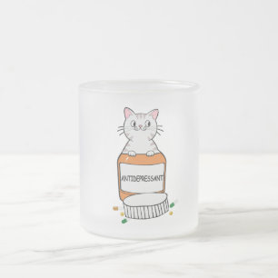 Taza De Cristal Esmerilado gato depresent diseño amante de los gatos