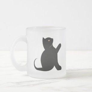 Taza De Cristal Esmerilado Gato diciendo hola