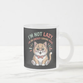 Taza De Cristal Esmerilado Gato en Modo de Ahorro de Energía