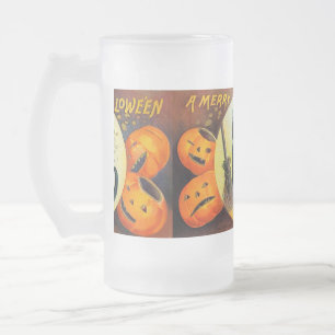 Taza De Cristal Esmerilado Gato Falln Merry Halloween