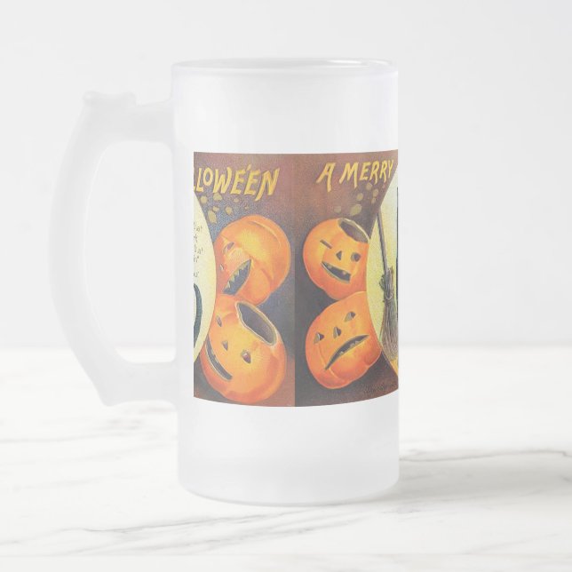 Taza De Cristal Esmerilado Gato Falln Merry Halloween (Izquierda)