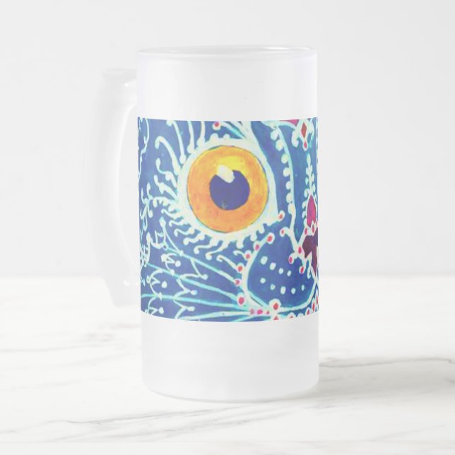 Taza De Cristal Esmerilado Gato gótico azul (Anverso izquierdo)