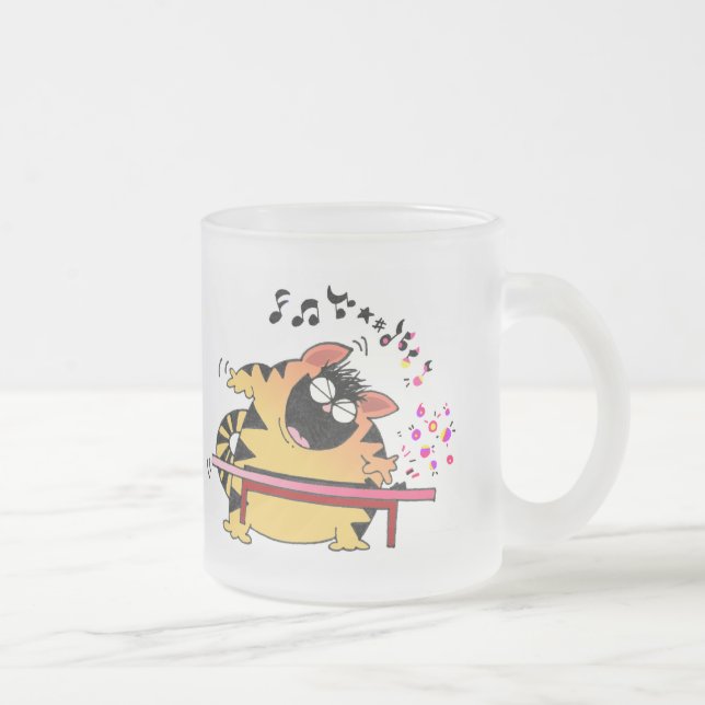 Taza De Cristal Esmerilado Gato musical gordo de los gatos el | de LOL (Derecha)