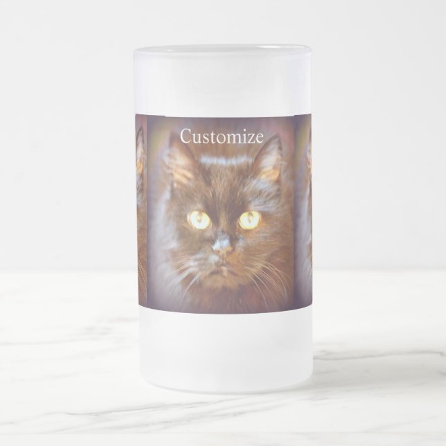 Taza De Cristal Esmerilado gato negro (Centro)
