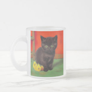 Taza De Cristal Esmerilado Gato negro estilo Van Gogh