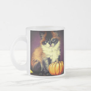 Taza De Cristal Esmerilado Gato Vintage Ragdoll Halloween
