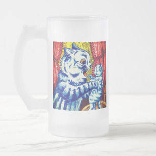 Taza De Cristal Esmerilado Gato y sus gatitos