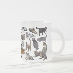 Taza De Cristal Esmerilado Gatos