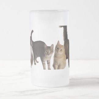 Taza De Cristal Esmerilado Gatos 