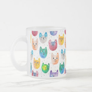 Taza De Cristal Esmerilado Gatos acuarelas y amigos