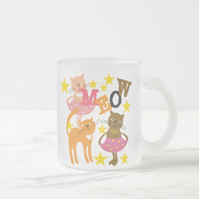 Taza De Cristal Esmerilado Gatos bailando (Derecha)
